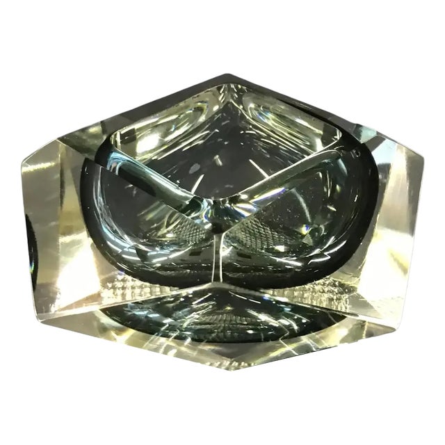 Murano Glass Faceted Diamond Sommerso Bowl Element Ashtray, Murano, Italy, 1970s For Sale