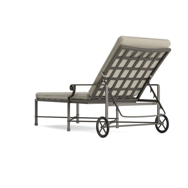 Not Yet Made - Made To Order Brown Jordan Venetian Adjustable Chaise With Wheels, Mica frame with Fusion Meadow fabric For Sale - Image 5 of 11