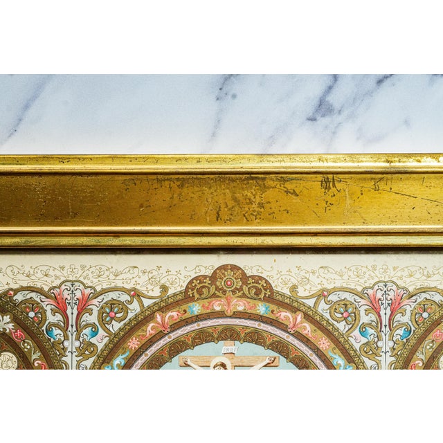 Monumental Antique French Catholic Christianity Tridentine Latin Mass Brass Framed Altar Card For Sale - Image 11 of 16