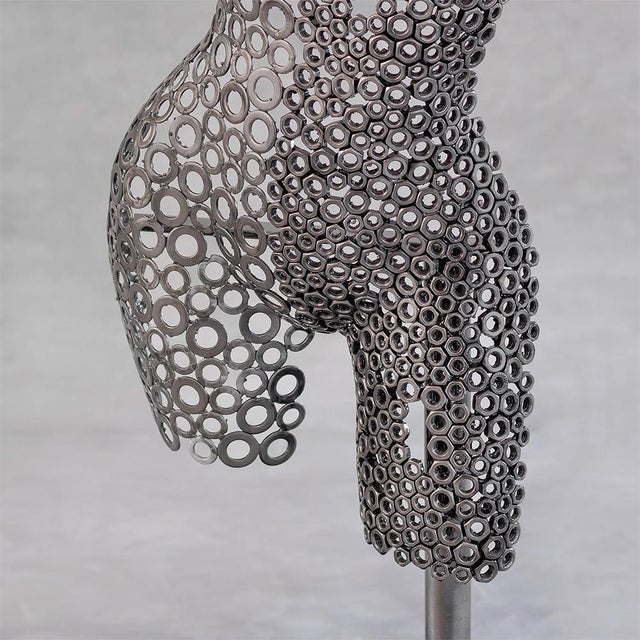 2020s Premium Handcrafted Iron Washer Female Torso Sculpture | 37" | One of a Kind For Sale - Image 5 of 9