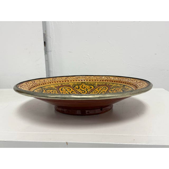 Early 21st Century Moroccan Ceramic Vase + Bowl, Set of Two For Sale - Image 5 of 12