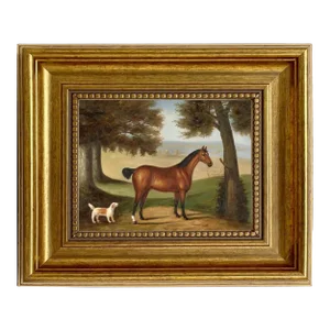 Horse and Dog in a Landscape Canvas Print, Framed