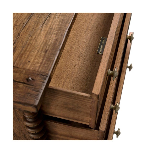 Wood Wide Bobbin-Turned 3-Drawer Nightstand For Sale - Image 7 of 11