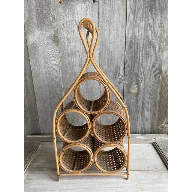 1970s Vintage Bottle Holder in Bamboo, 1970s For Sale - Image 5 of 5