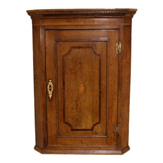 Oak Georgian Hanging Corner Cabinet For Sale