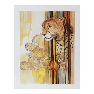 1980s "Cheetah Composition" Lithograph by Caroline Schultz For Sale