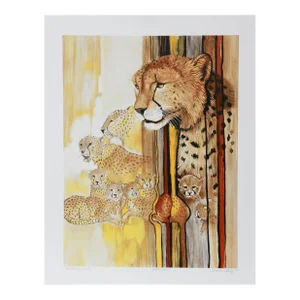 1980s "Cheetah Composition" Lithograph by Caroline Schultz
