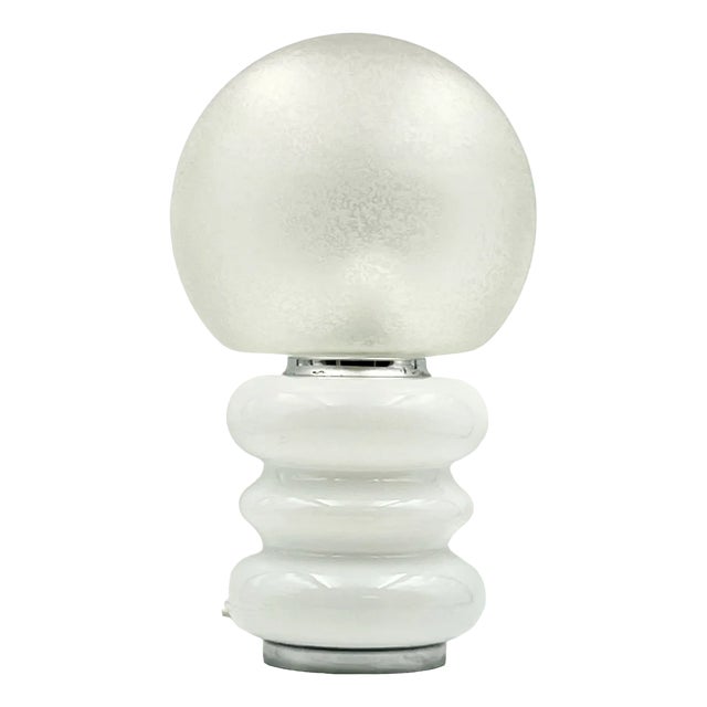 Large Murano Handmade Glass Table Lamp with Ice Crystal Effect, 1960s For Sale