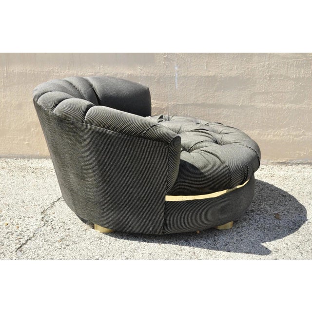 Metal Mid Century Modern Large Milo Baughman Style Round Black Club Lounge Chair For Sale - Image 7 of 12