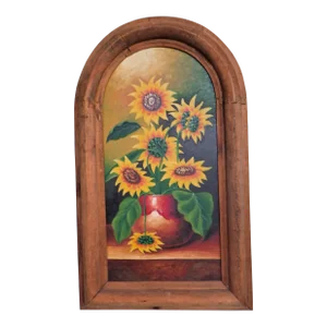 1930s Sunflowers Oil on Canvas Painting