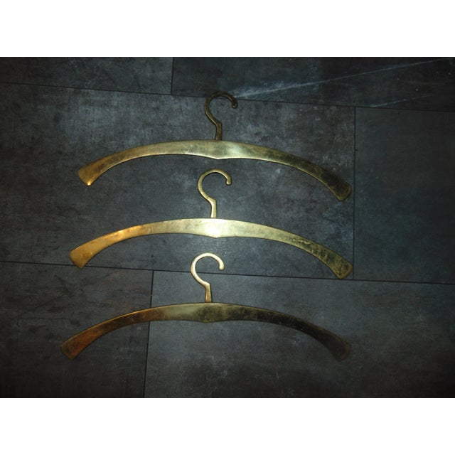 Industrial Brass Coat Hangers, 1970s, Set of 3 For Sale - Image 4 of 5