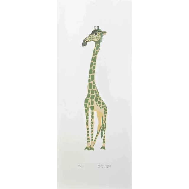Girafe is a lithograph realized by Alberto Mastroianni in the 1970s. Hand Signed on the lower right margin. Numbered on...