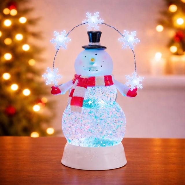 Contemporary LED Snowman Snow Globe 9.5"H For Sale - Image 3 of 4