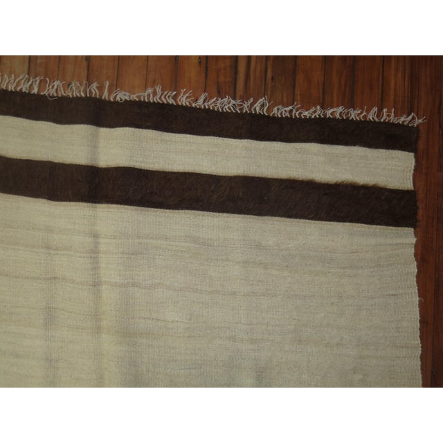 Early 20th Century Early 20th Century Ivory Brown Mohair Rug - 4'8" x 6' For Sale - Image 5 of 7