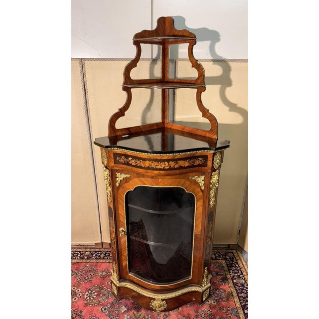 Wood Louis XIV Curved Corner Cabinet, 1920s For Sale - Image 7 of 8