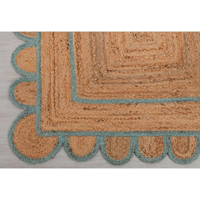 Not Yet Made - Made To Order Scallop Jute Turquoise Blue Hand Made Rug - 3'x5' For Sale - Image 5 of 13