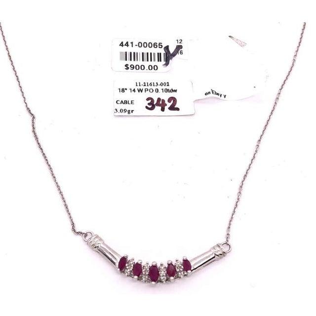 14 Karat Gold Cable Necklace With Ruby and Diamond Soldered Pendant 0.10 TDW For Sale - Image 9 of 9