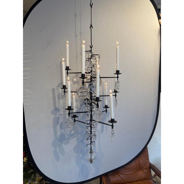 Metal Chandelier by Erik Höglund for Kosta Boda, 1960 For Sale - Image 7 of 10