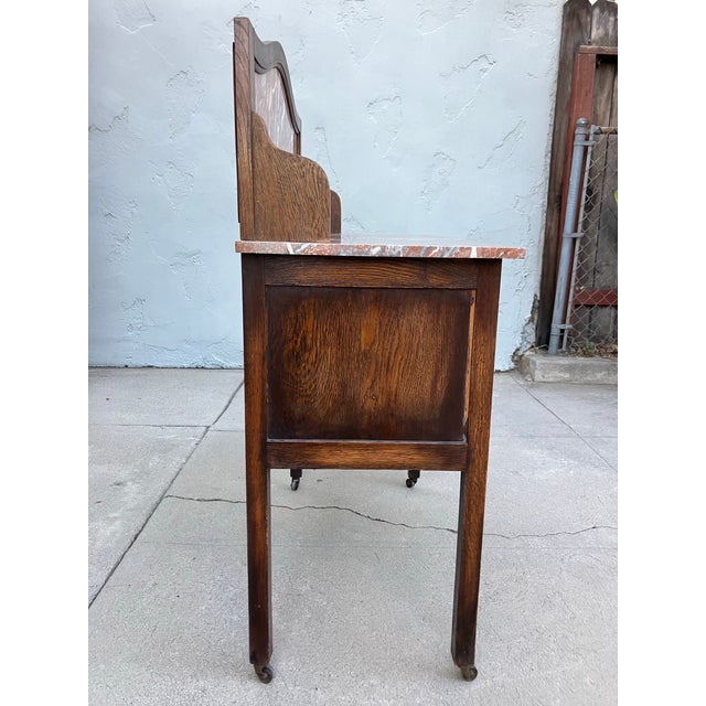 Antique English Washstand W/ Pink Marble For Sale - Image 4 of 10