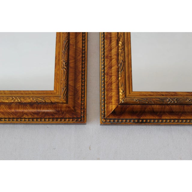 Traditional Regency Style Gold Color Rectangular Wall Mirrors-A Pair For Sale - Image 3 of 11