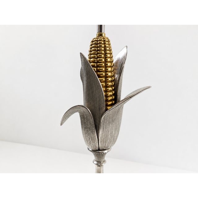 Maison Charles Corn Cob Lamp Base in Silvered and Gilt Bronze from Maison Charles, France, 1970 For Sale - Image 4 of 8