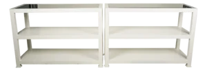 A Pair of Modern White Painted End Tables With Black Glass Tops 21st Century