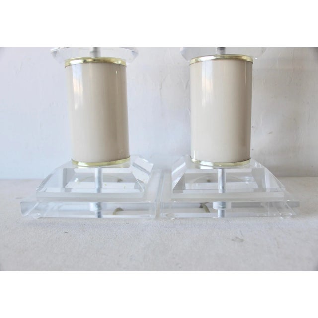 Post-Modern Optique Co. Style Stacked Lucite Glam Table Lamps-A Pair For Sale - Image 10 of 12
