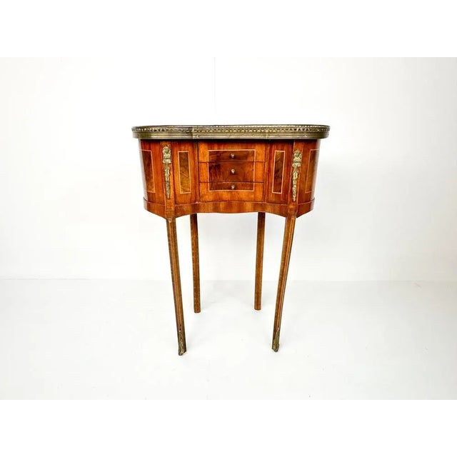 Vintage Kidney-Shaped Side Table with Brass Details For Sale - Image 10 of 14