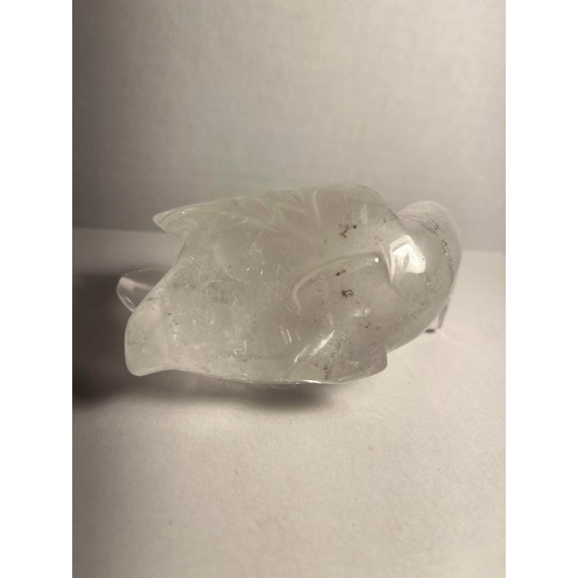 Vintage Natural Clear Crystal Quartz Hand Carved Duck Figurine For Sale - Image 4 of 7