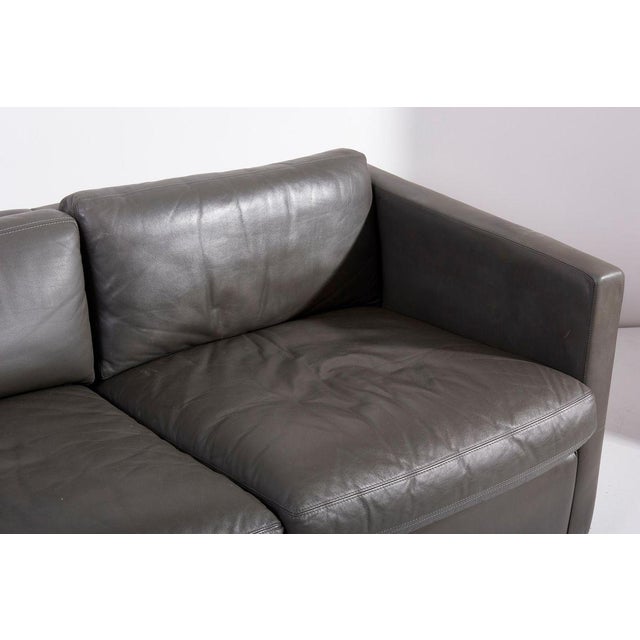 Sofa Set in Grey Leather by Charles Pfister for Knoll, USA, 1970s, Set of 3 For Sale - Image 11 of 18