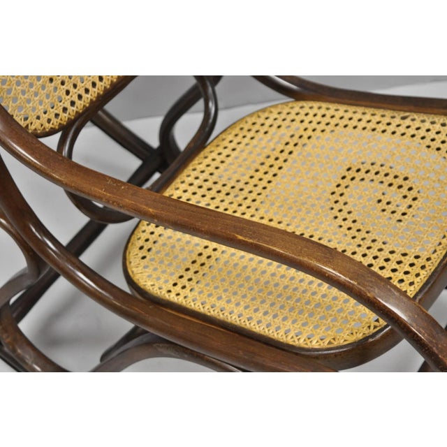 Vintage Mid Century Modern Thonet Style Bentwood & Cane Rocker Rocking Chair (A) For Sale - Image 12 of 18