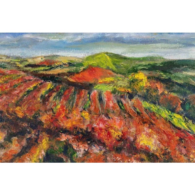 1990s Pino Romanò, Vineyard in Autumn, Oil Painting, 1999 For Sale - Image 5 of 5