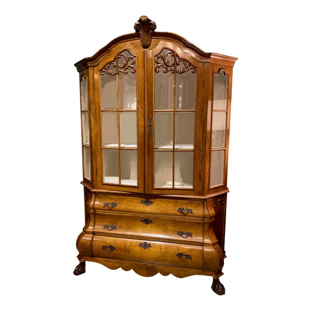 Dutch Walnut Bombe Breakfront For Sale