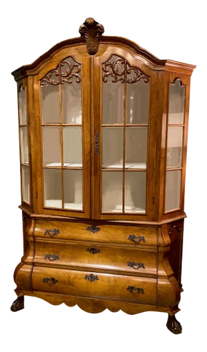 Dutch Walnut Bombe Breakfront