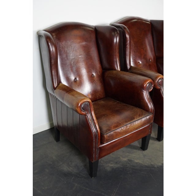 Vintage Dutch Cognac Leather Club Chairs, the Netherlands, Set of 2 For Sale - Image 10 of 18