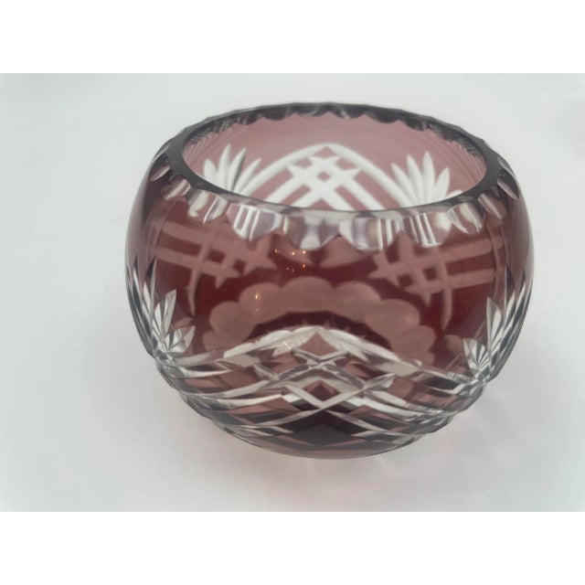 Vintage Bohemian Crystal Votive Candle Holder in Prune Color For Sale - Image 9 of 9