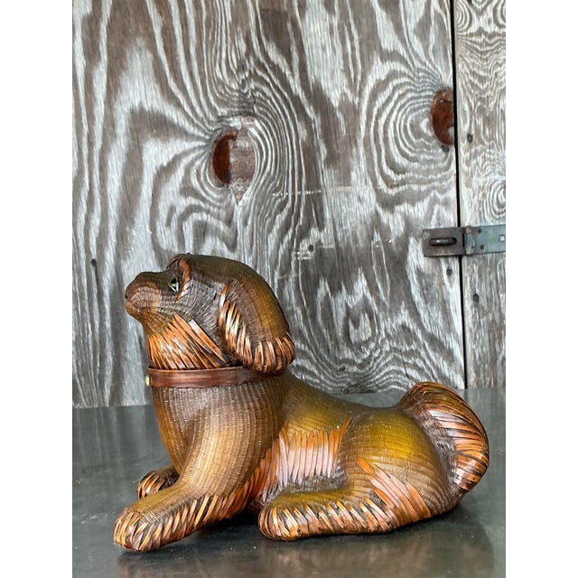 Wood Vintage Shanghai Handicrafts Weave Dog For Sale - Image 7 of 11