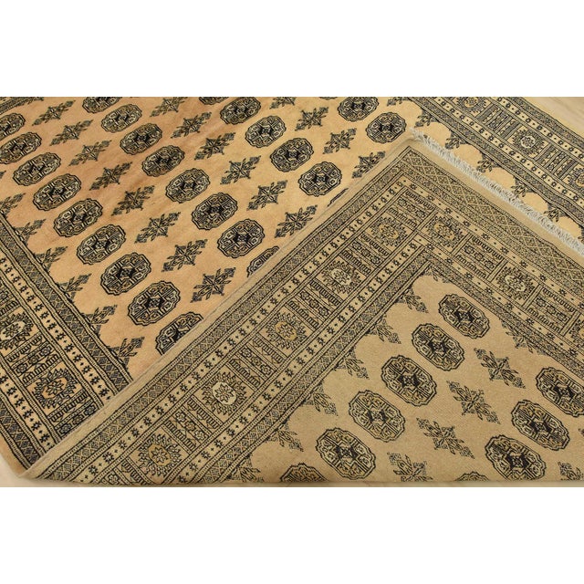 Bokhara Rug 6’3” X 9’2” Beige Wool Tribal Hand-Knotted Oriental Carpet For Sale - Image 11 of 12
