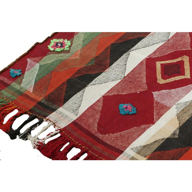 1950s 1950s Vintage Persian Kilim Runner With Multicolor Stripes and Diamonds by Rug & Kilim For Sale - Image 5 of 8