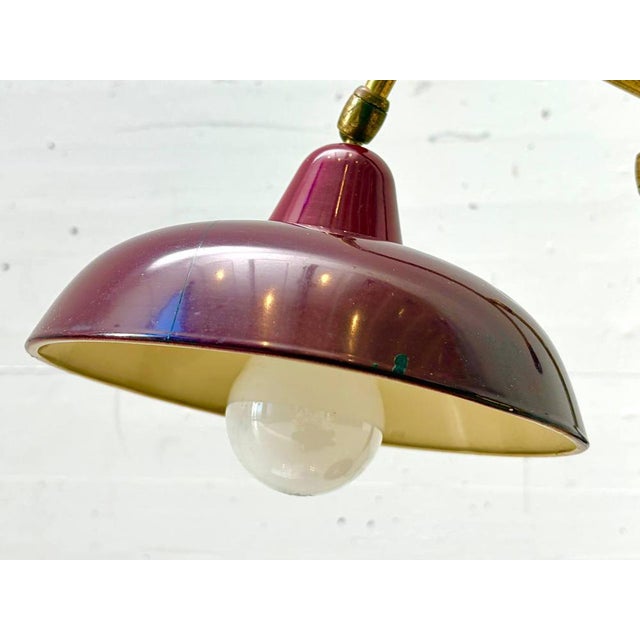 Table Lamp with Brass Arm and Lacquered Metal Shade, Italy, 1950s For Sale - Image 11 of 17