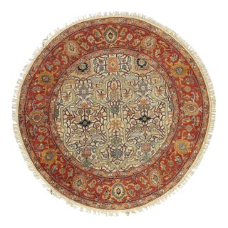 Pasargad DC Fine Hand Knotted Persian Heriz Design Round Rug For Sale