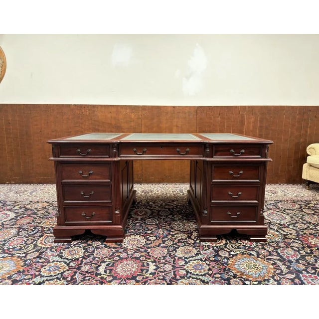 English Chesterfield Partners Desk For Sale - Image 3 of 18