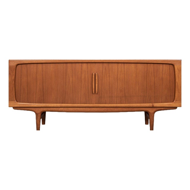 Midcentury Danish Sideboard in Teak attributed to Johannes Andersen for Silkeborg - with Rolling Doors For Sale