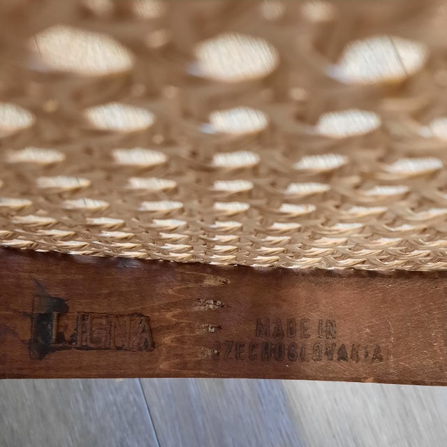 No. 209 Armchairs in Bentwood and Rattan from Ligna, 1970s, Set of 4 For Sale - Image 12 of 13