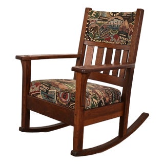 J. M. Young & Sons Antique Mission Oak Arts & Crafts Rocking Chair, Circa 1900 For Sale