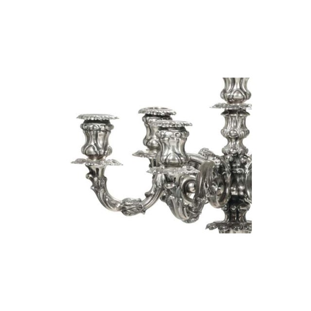 Arts & Crafts Set of 2 Vintage Silver Fascist Candelabras, Italy Mark, 1935 For Sale - Image 3 of 5