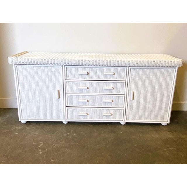 French White Rattan Sideboard, 1970s For Sale - Image 5 of 11