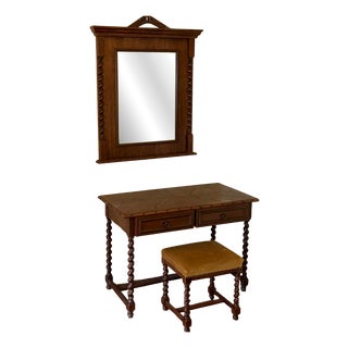 Spanish Style Oak Colonial Dressing Set, Set of 3 For Sale