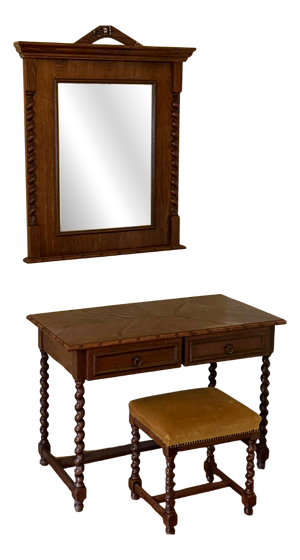 Spanish Style Oak Colonial Dressing Set, Set of 3