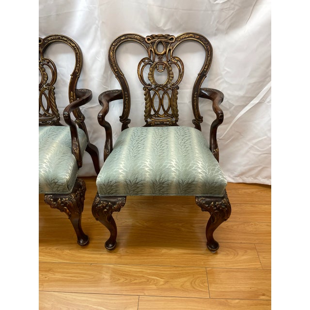 Brown Pair of Mahogany Century Armchair Chippendale Revival For Sale - Image 8 of 10